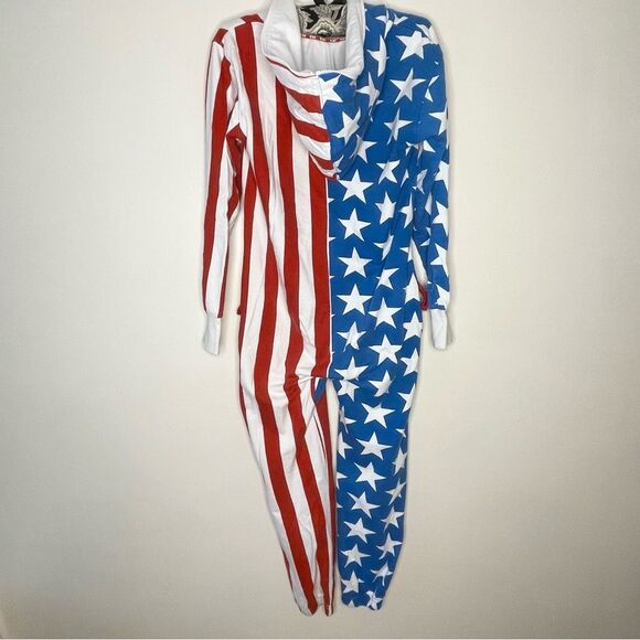 Tipsy Elves Jumpsuit American Flag Patriotic Stars and Stripes Print Size Small - Picture 3 of 9